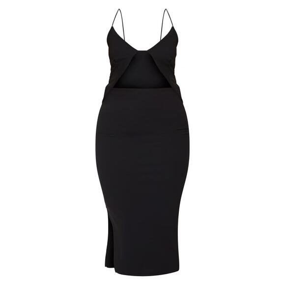 PrettyLittleThing Black Strappy Cut Out Split Hem Midi Dress 6 - Picture 8 of 8